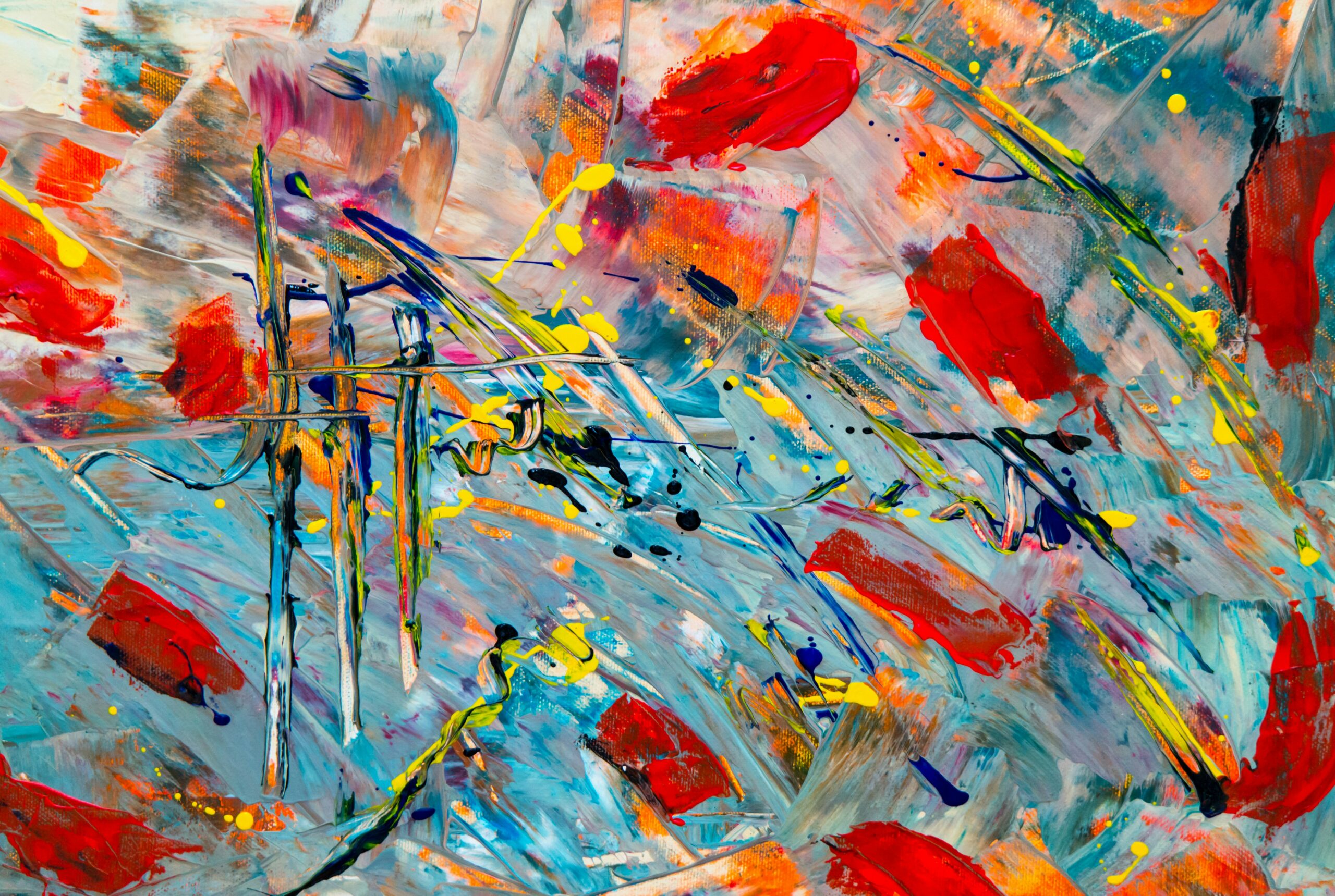 An abstract painting with mixtures of different colors in no discernable pattern (Abstract art piece)